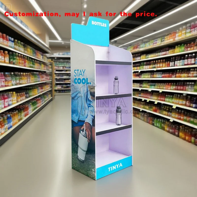 

custom.Custom Retail Store Drink Beverage Floor Food Candy up Rack Product Pvc Display Stand Supermarket