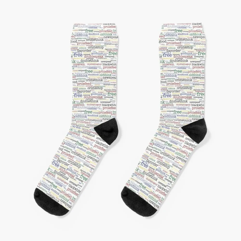 

Newspeak, George Orwell, 1984 - Multicolor Typography Against a White Background Socks