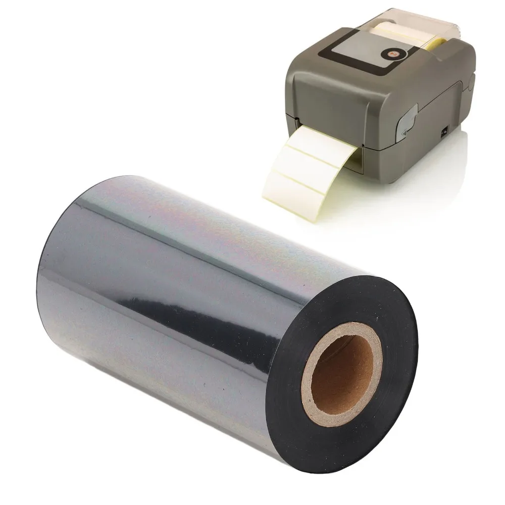 110mm X 300m Transfer Ribbon Wax Based Thermal Resin Enhanced Printer Ribbon Ink Ribbon Roll Practical Label Sticker Ribbon