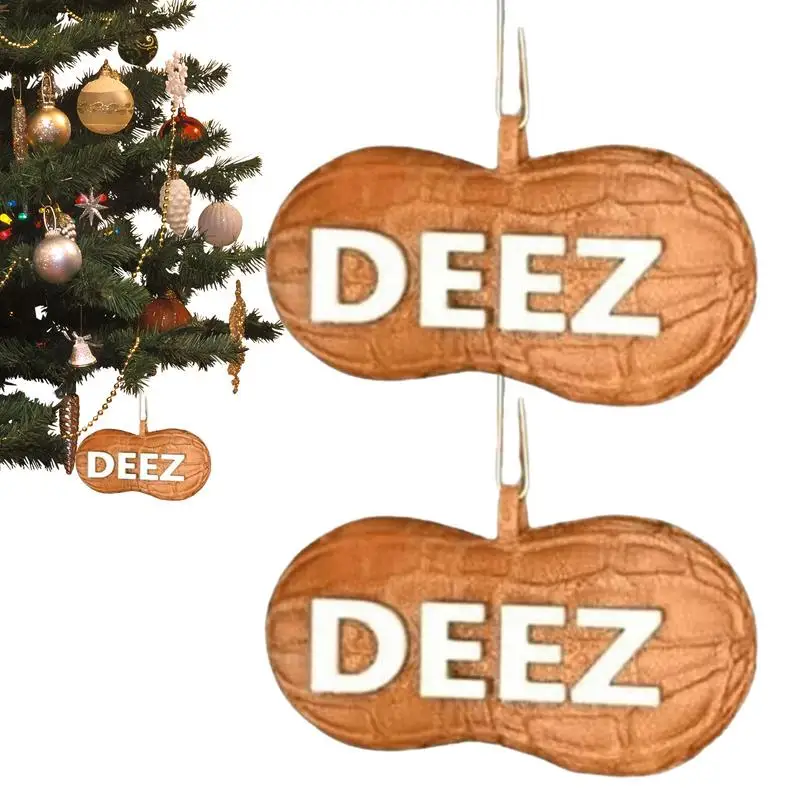 Deez Nuts Ornament 2D Acrylic Peanut Nut Christmas Tree Ornaments Funny Novelty Nut Christmas Tree Hanging Ornaments