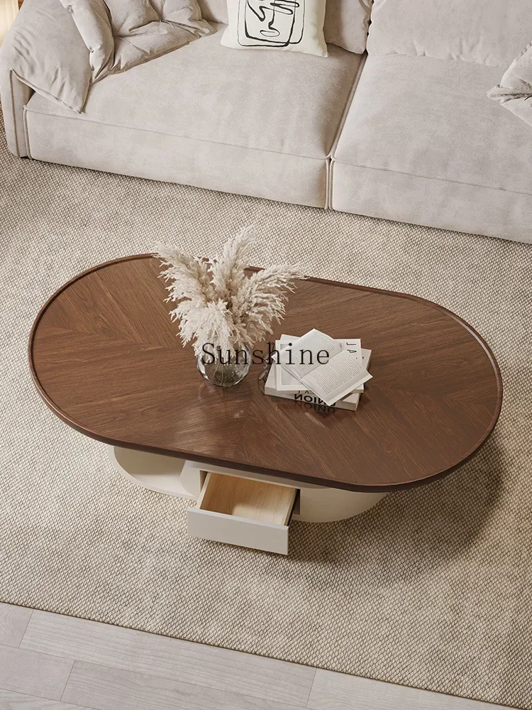 Cream style coffee table living room solid wood creative medium ancient style modern simple cabinet