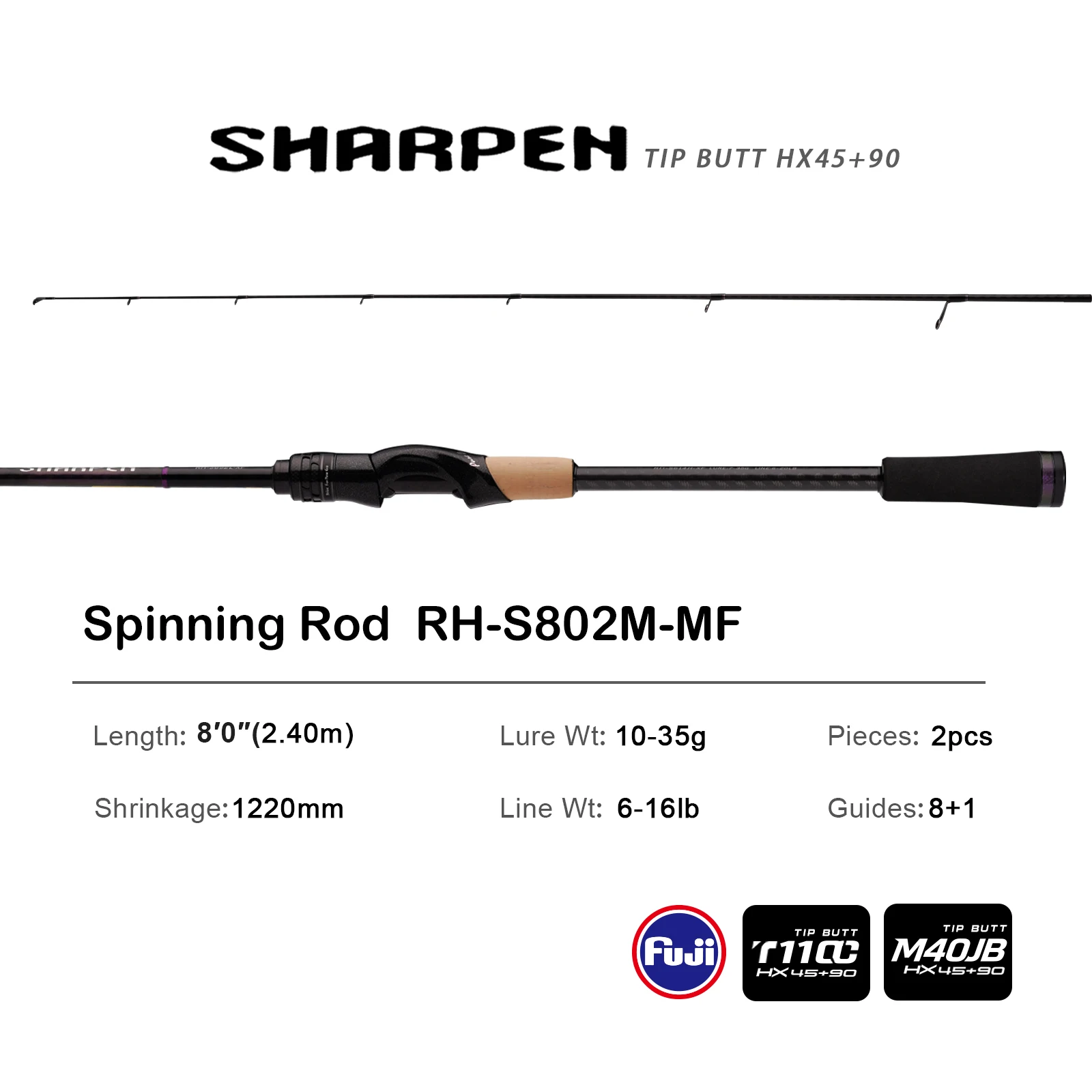 PURELURE SHARPEN Soft Lure Long Spinning and Casting XF/MF Action Rods FUJI Components Bass Pike Rod Angelrute Spinnrolle