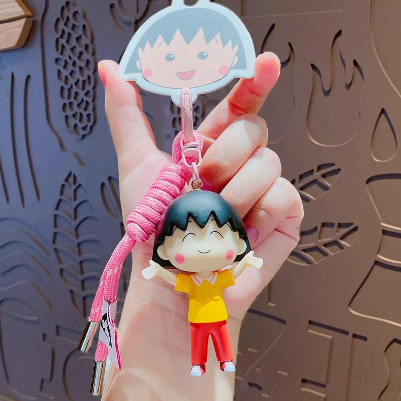 LLavero de coche colgante mochila colgante Chibi Maruko-Chan dibujos animados ocio Anime cadena periférica un regalo de cumpleaños para niñas