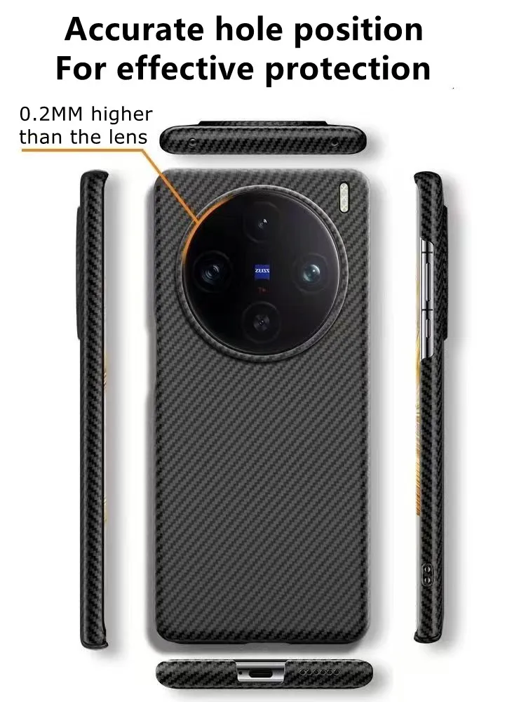 Luxury Ultra-thin Carbon Fiber Phone Case For Vivo X100 Pro Cover Aramid fiber Anti-fall Magnet Funda For Vivo X100 Pro 5G Funda