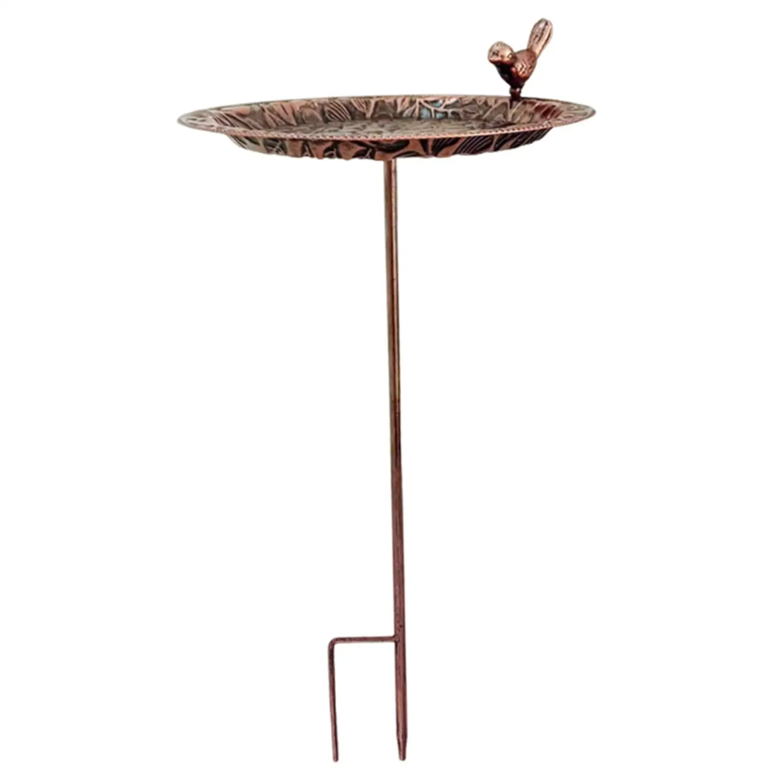 Vintage Design Bird Bath Metal Bird Feeder Durable Stake for Outdoor Garden Birds Drinking Decoration
