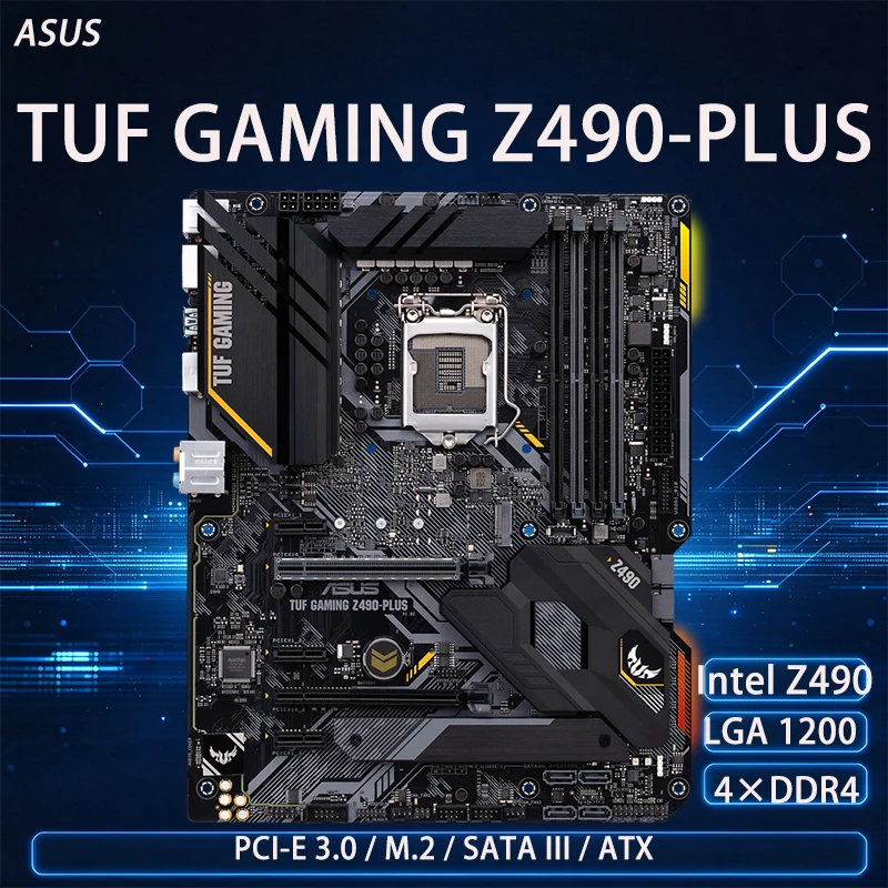 TUF GAMING Z490-PLUS ASUS Motherboard LGA 1200 Support 10th Gen i5-10400F i5-10600KF i7-10700K i9-10900K CPU DDR4 ATX Z490 PC