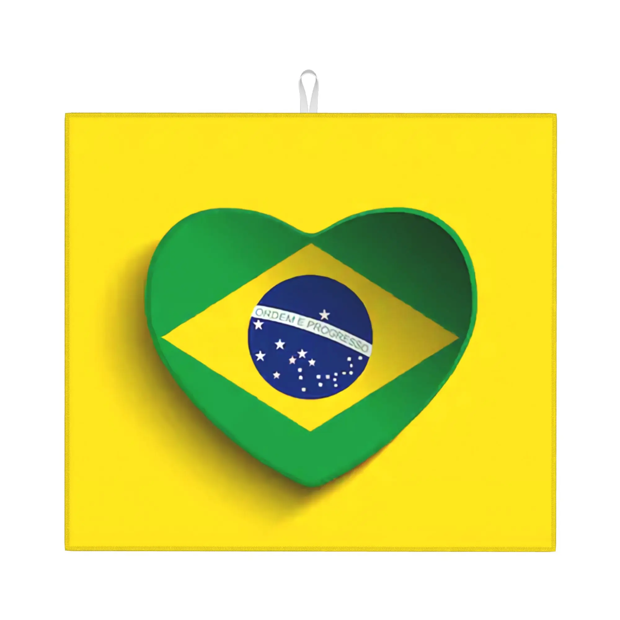 Drying Mat For Kitchen Brazilian Flag Water Absorbent Waterproof Reusable  On Slip Kitchen Counter Protector Mat