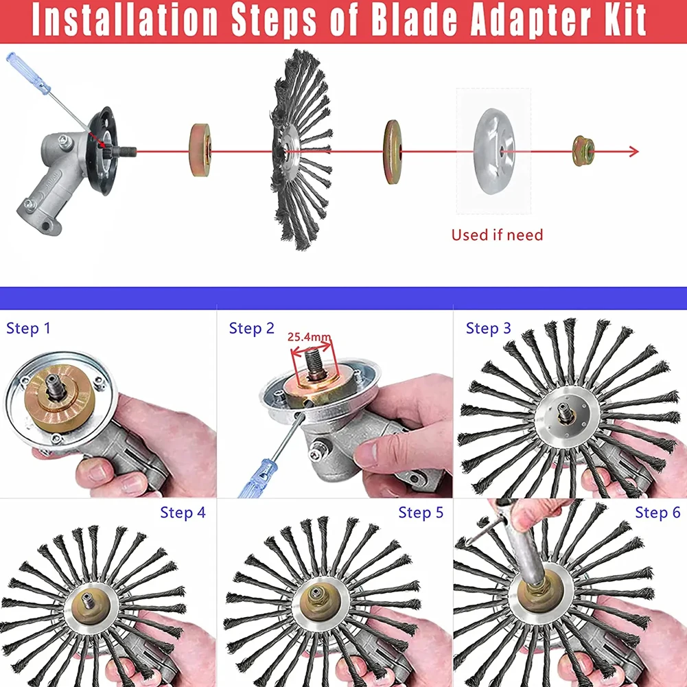 10/6/5/4 inch Steel Wire Wheel Universal Garden Weeding Brush Removal Rust Weed Brush Cutter Head Lawn Mower Brush Cutter Tools