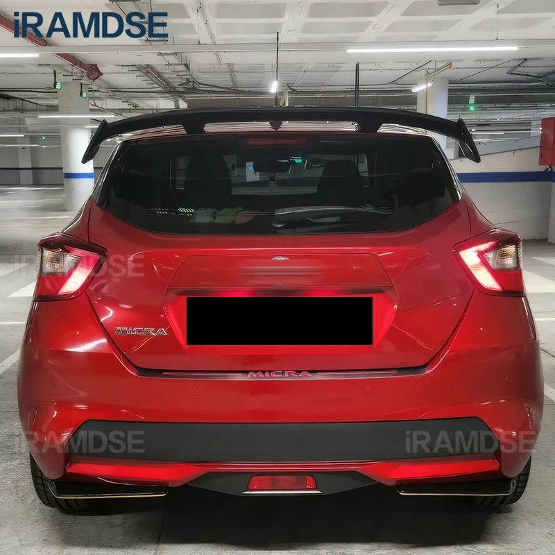 Carbon Painting Spoiler for Nissan Micra 2017 2019 Type TE Car Rear Trunk Wing ABS Material Refit Accessories