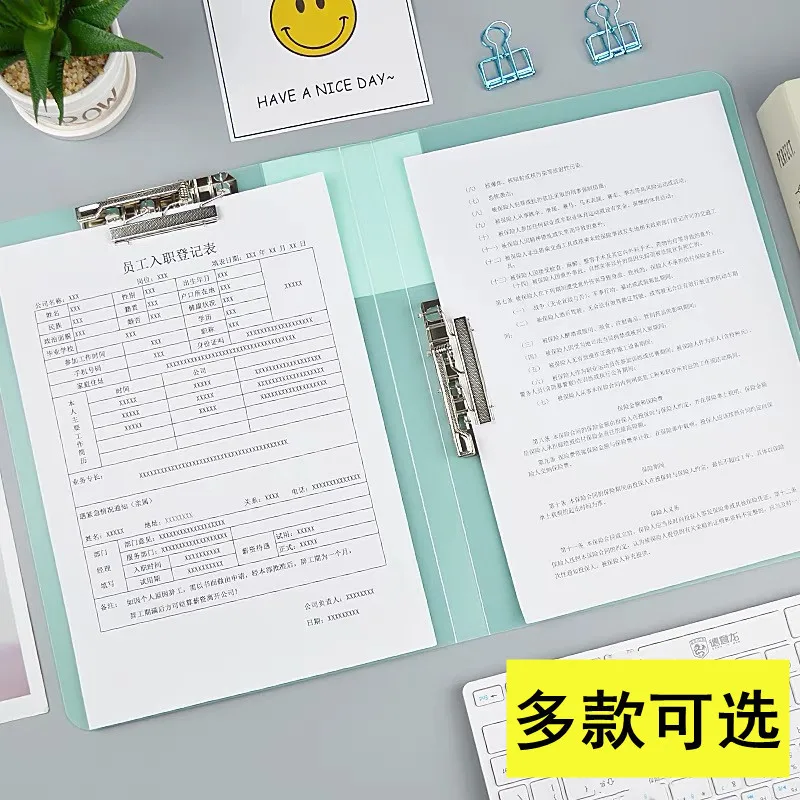 

A4 Folder Translucent Strong Single and Double Clip Long Press Board Clip Student Folder Test Paper Storage Office Supplies