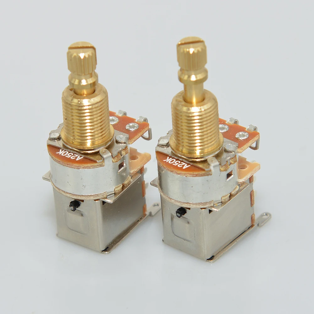 1pcs Guitar Push/Push Potentiometer A250K/B250K/A500K/B500K Brass Short Long Split Shaft New Version No Pull Anymore