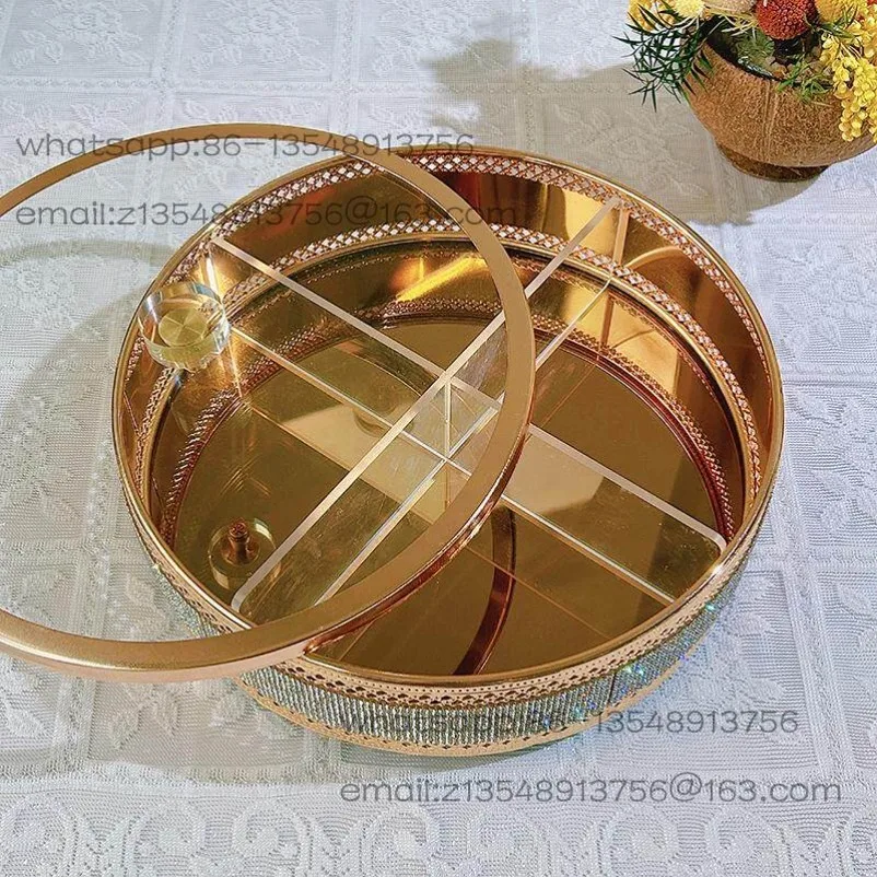 

Rotating Four-grid Plate Light Luxury Home Living Room Coffee Table Candy Dried Fruit Biscuits Exquisite Storage Plate