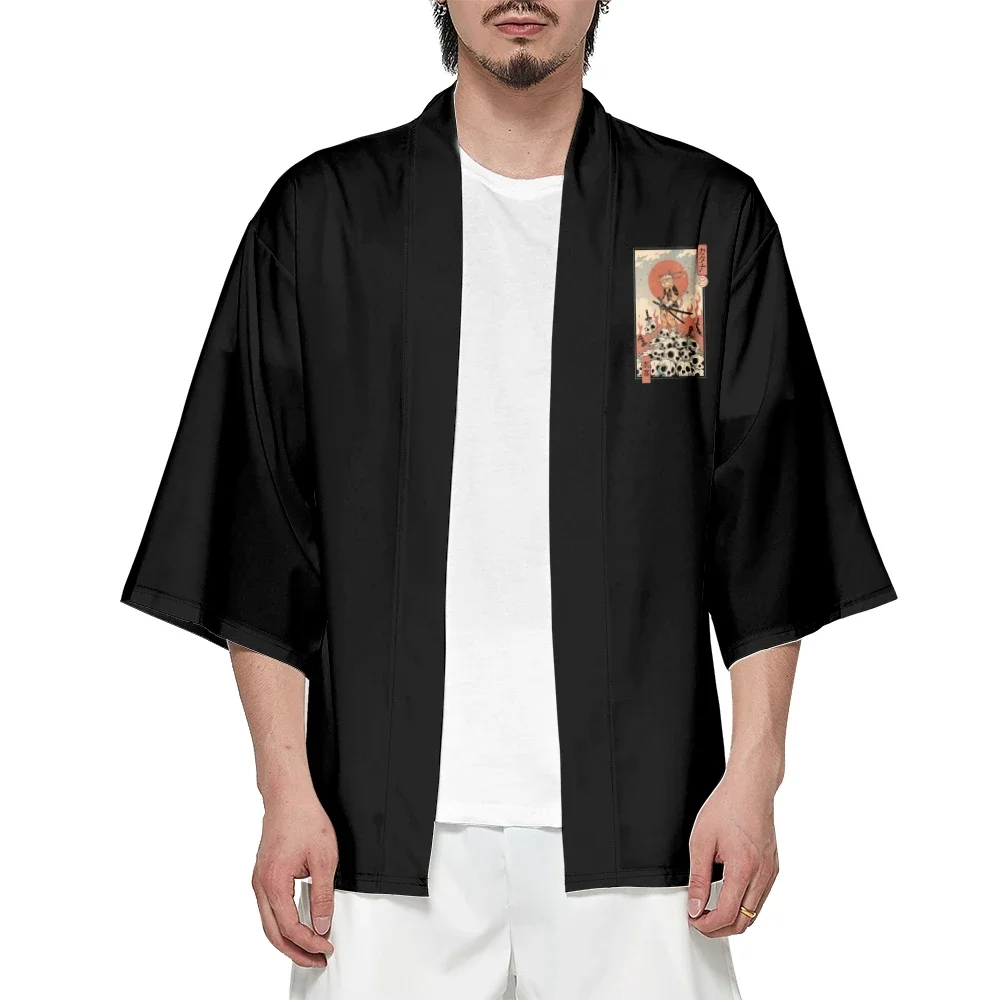 Japanese Cat Samurai Kimono 2023 Men Traditional Kimonos Anime Plus Size 5XL 6XL 4XL