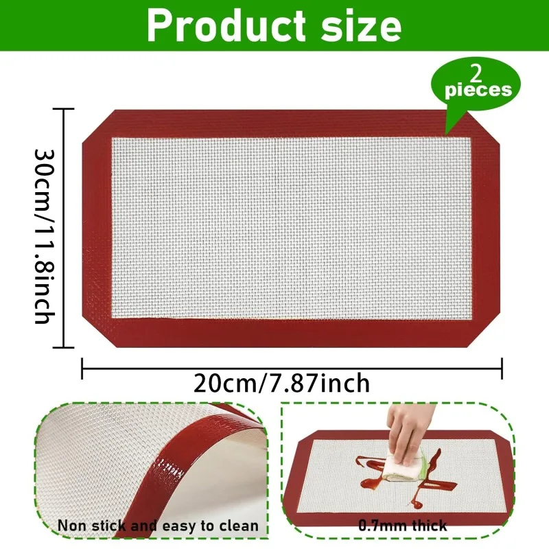Silicone Baking Mat Non-Stick Reusable Pastry Baking Mat Food Grade Liquid Silicone Baking Mats 20x30cm Bread Pastry Mat