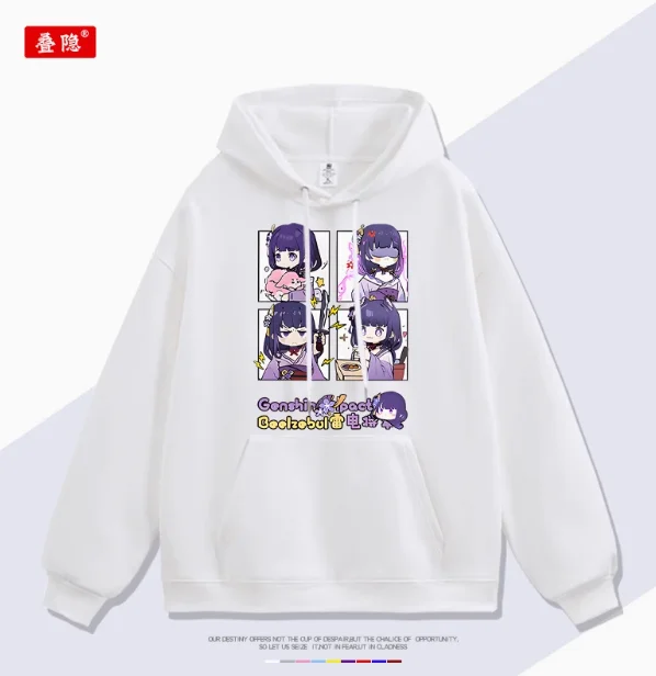 Anime Genshin Impact Raiden Shogun Sudadera con capucha Cosplay Otoño Invierno hombres mujeres abrigo chaqueta suelta Tops