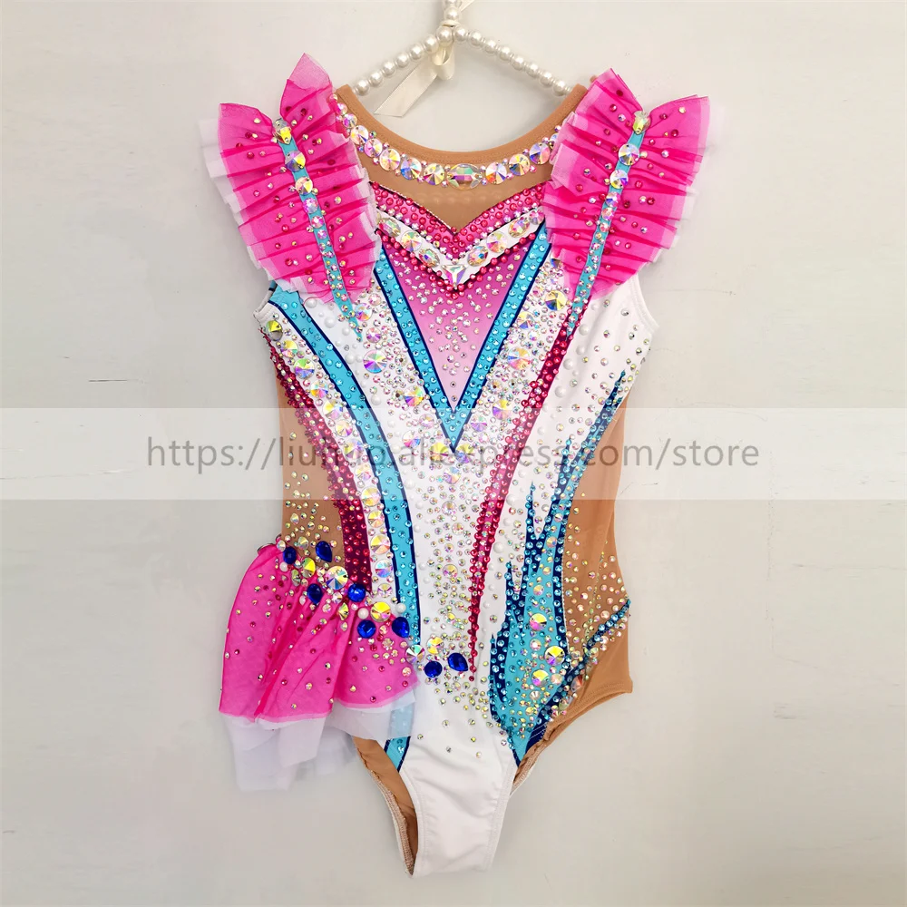 LIUHUO Customize Women Girl Costume Performance Rhythmic Gymnastics Child Leotards Competition Teens Skating Dress Multicolour