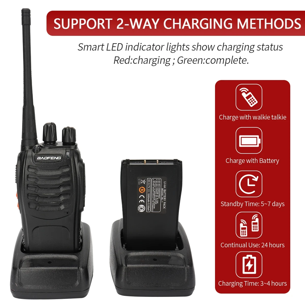 Baofeng BF 888S 1/ 2PCS Walkie Talkie UHF 400 470MHz Portable Long Range Two Way Ham Radios Receiver Transmitter Transceiver