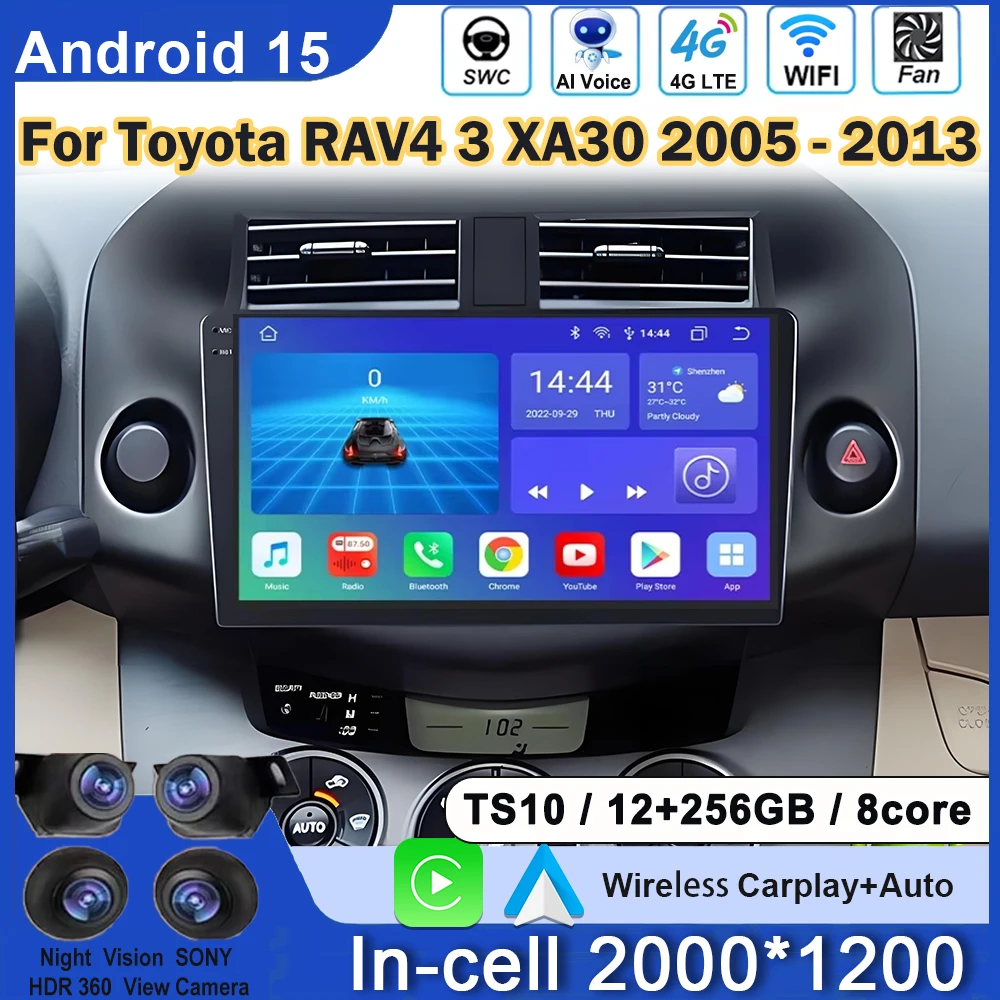 

Car Radio Android Carplay Auto For Toyota RAV4 3 XA30 2005 - 2013 Multimedia Stereo Video Player GPS 4G WIFI Head No 2din DVD