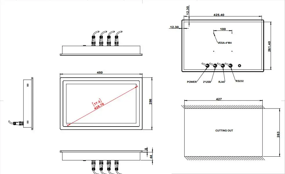 IP66 Водонепроницаемый универсальный встроенный компьютер безвентиляторный настенный монтаж промышленный сенсорный экран Linux Android панельный ПК