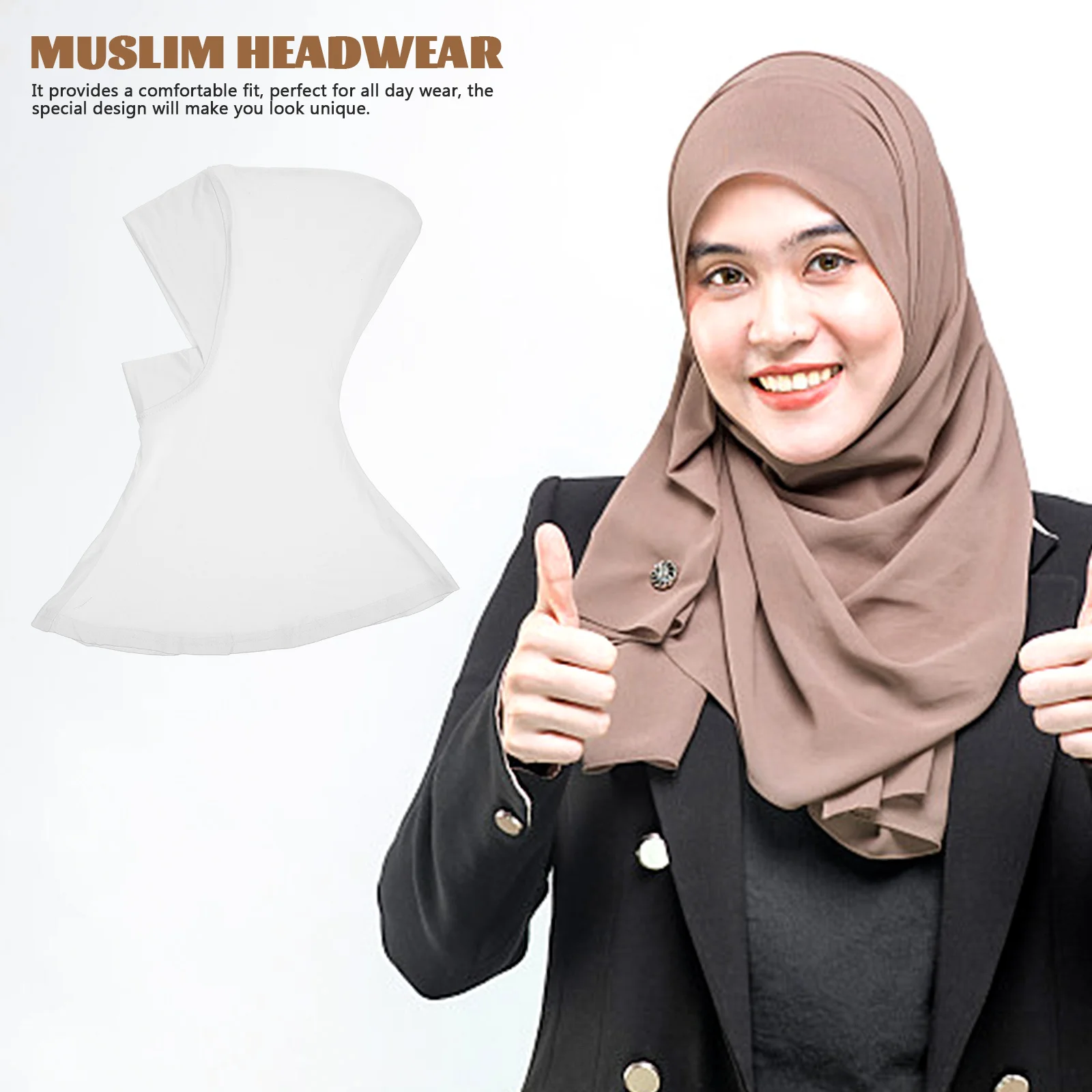 

Women Adjustable Full Cover Inner Muslim Hijab Cap White Breathable Modal Fabric Lightweight Stretchable Islamic Ramadan Shawl
