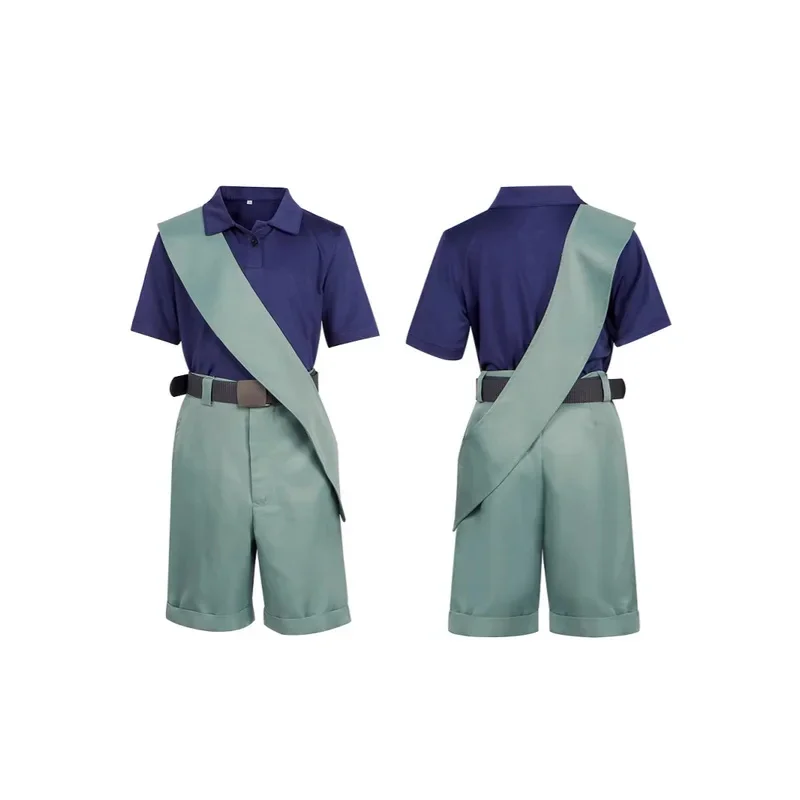 

Anime Children Shirt Pants Suits Cosplay Halloween Carnival Costume 110-150 Short Sleeve Big Button Down Kids Tie Blousea;2,c'4,