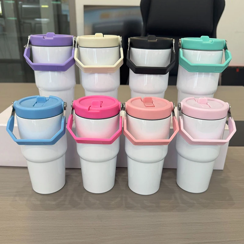 

20oz DIY Sublimation Blank Thermos Bottle Stainless Steel Insulated Cup With Lid Handle Thermal Water Bottle Vacuum Flasks