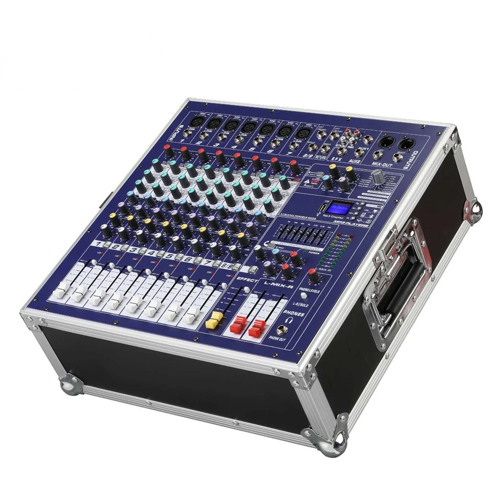 GAX-960E DJ Mixer 8 Channel USB BT Mixing Console High Power Audio Stage Equipment 48V Phantom Power DSP Digital Effects