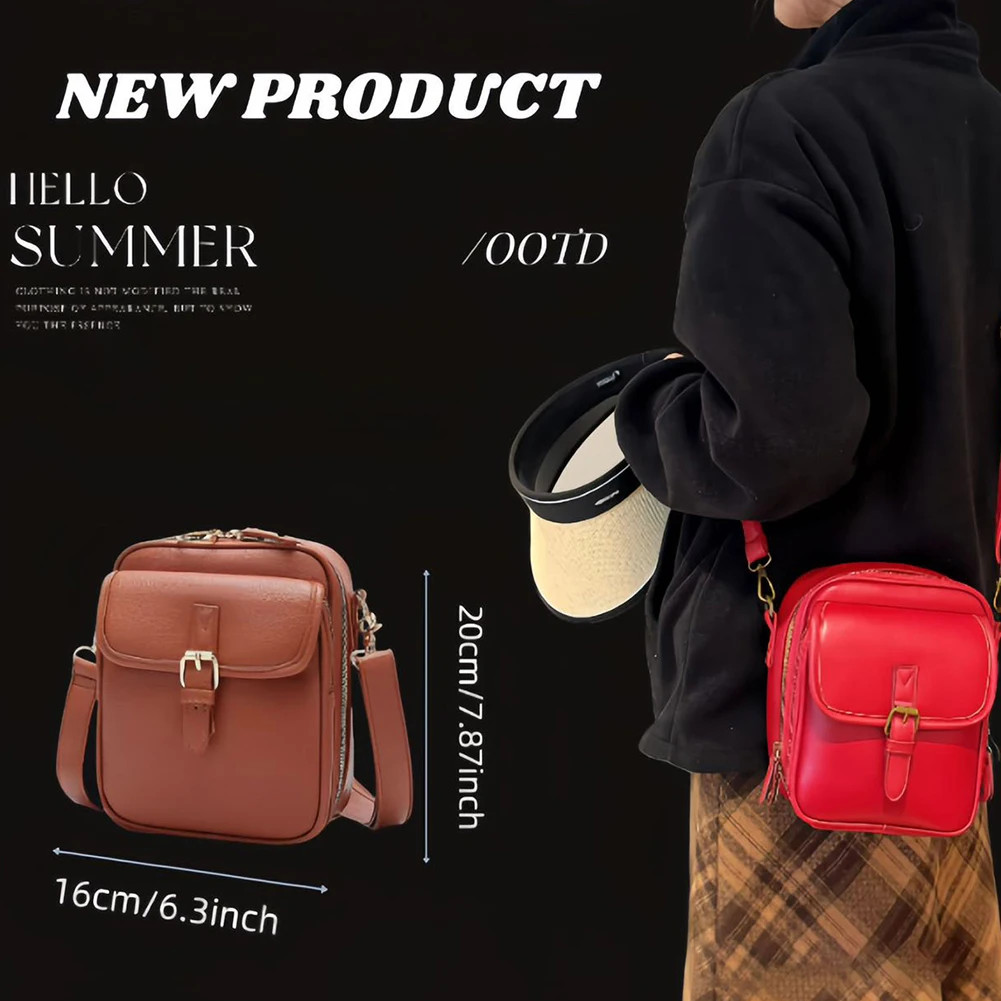 

PU Leather Zipper Shoulder Handbag Purse & Adjustable Removable Strap Trendy Sling Bag Versatile Shoulder Purse for Women Men