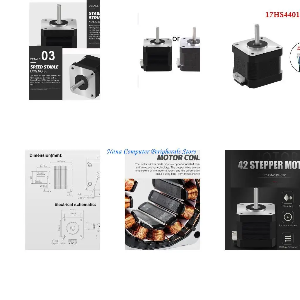 

F68C 17HS4401 17HS4401S 42 Stepper Motor Nema17 Step Motor 42BYGH 38mm 0.9 Degree 17HS4401 17HS4401S value 4-lead