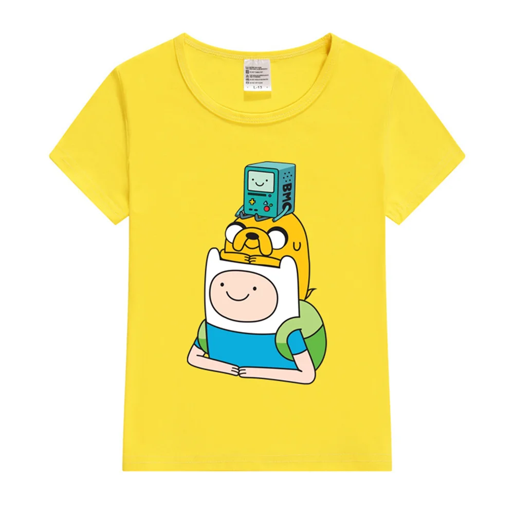 Finn Jake BMO Kids T-Shirt 2024 Girls T-Shirt Cute The Kids Print Summer Fashion Girls Clothes Short Sleeved T-Shirt Tops