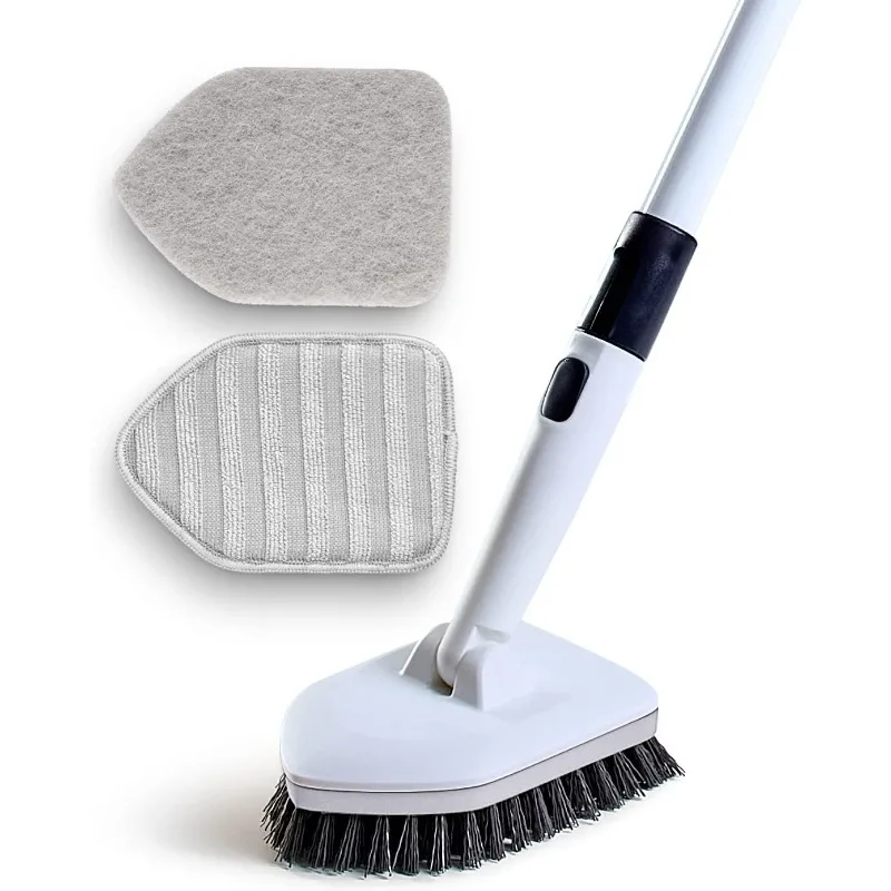 

Shower Scrubber 3in 1 Extendable Long Handle 58"Cleaning Brush,Non Scratch Shower Brush for Cleaning Bathroom Wall Tub Tile,Gray