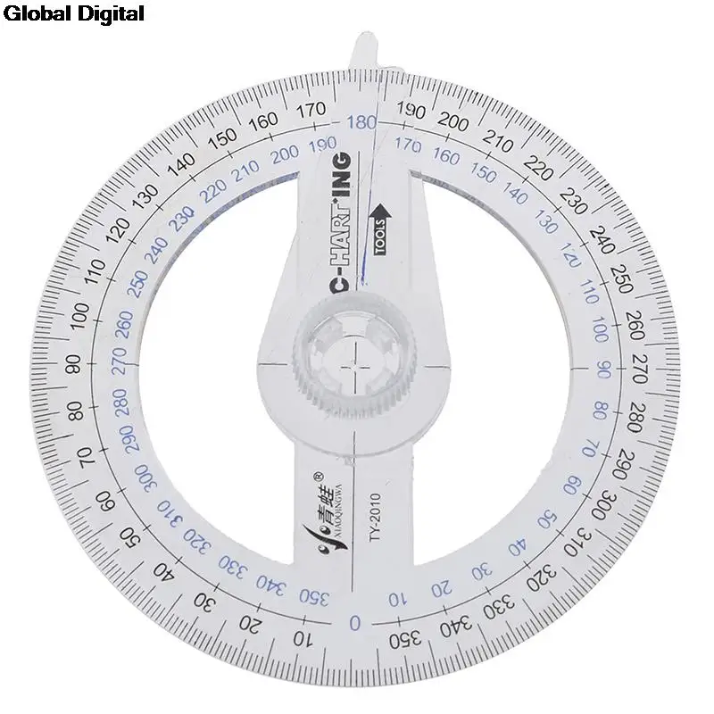 1PCS Round Ruler Patchwork Ruler 360 Degree Pointer Protractor Ruler Angle Finder Swing Arm For School Office Supplies Plastic