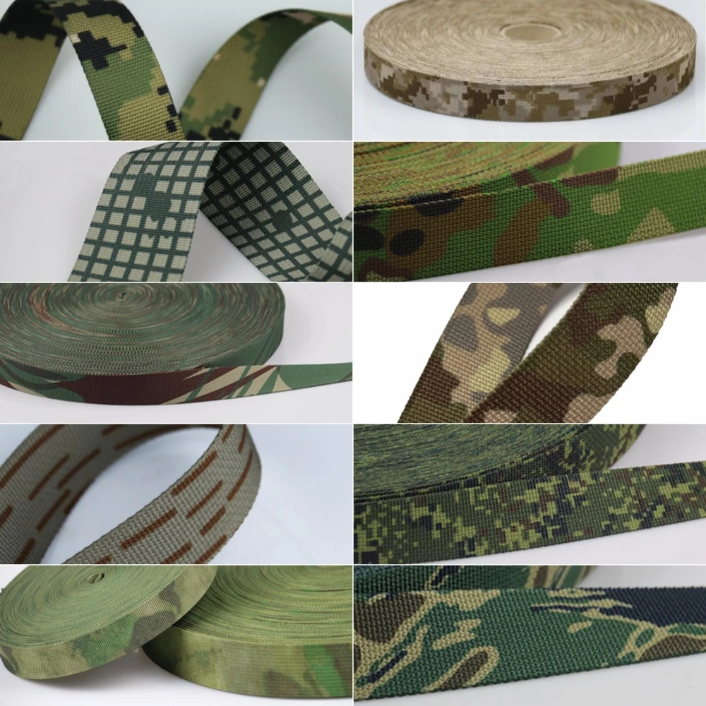 5 Meter 10 Meter M90 KLMK DNC AOR2 EMR A-TACS-FG Camouflage Webbing Flecktarn Spot Miami Tiger Stripes Bag Straps Belt Molle DIY