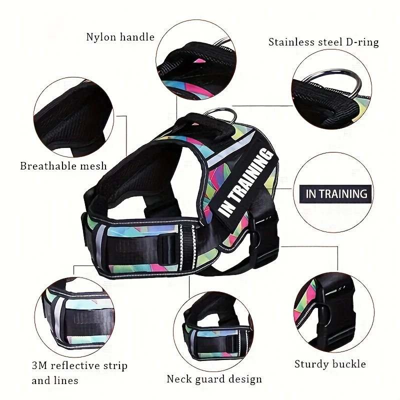 Dog Harness Reflective Breathable Adjustable Design Vest Leash for Small Medium And Large Dogs Outdoor Pet Supplies