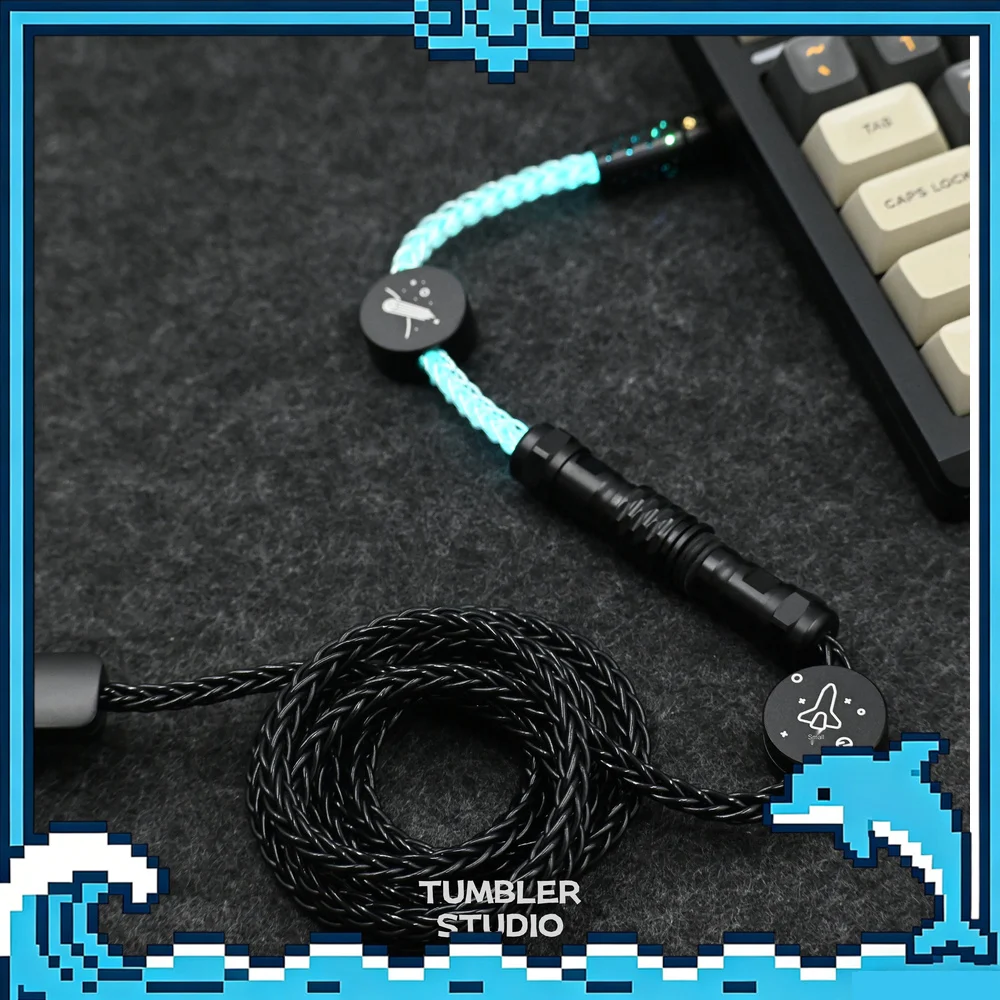 Tumbler Studio Space Theme 8K Single Crystal Copper Custom Mechanical Keyboard Aviator Cable Coiled Gaming Cord Magnetic Switch