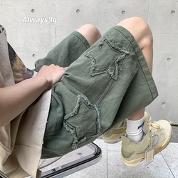 Star Patchwork Shorts uomo Vintage Denim Summer Basic Simple All-match vendita calda vita alta per il tempo libero Ulzzang Streetwear Chic Shorts