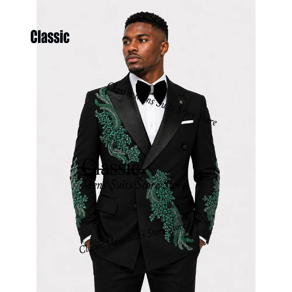 Fashion Corset Sequin Suit For Men Customized Groom Party Male Blazer 2 Piece Set Exquisite	Slim Fit Tuxedos Evening Ropa Hombre