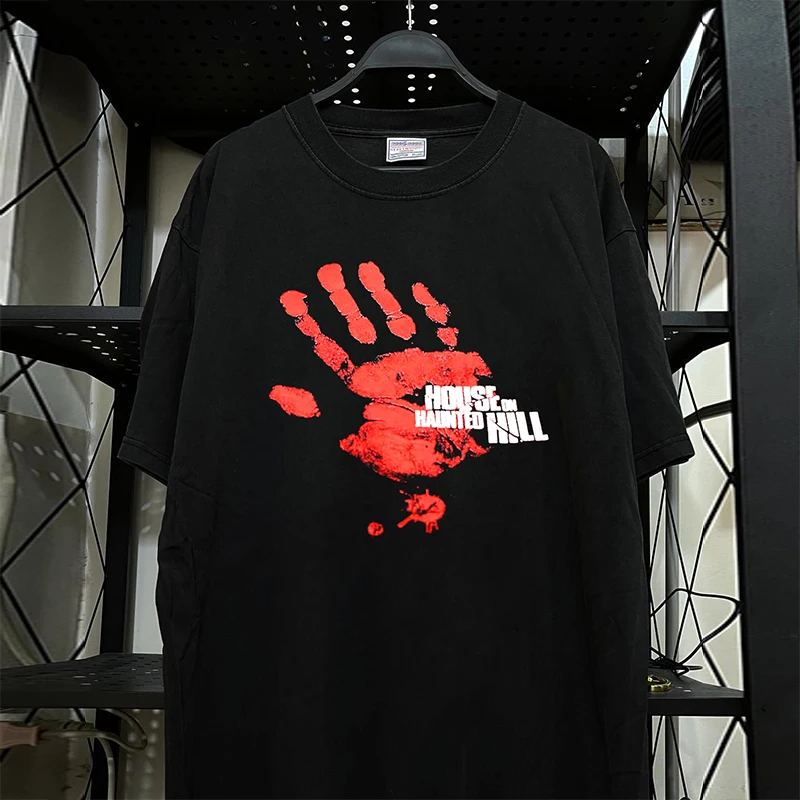 Scary Movie Short Sleeve T-Shirt Hip Hop Trendy Brand Street Style Cotton Youthful Print Loose Fit round Neck Summer T-Shirt