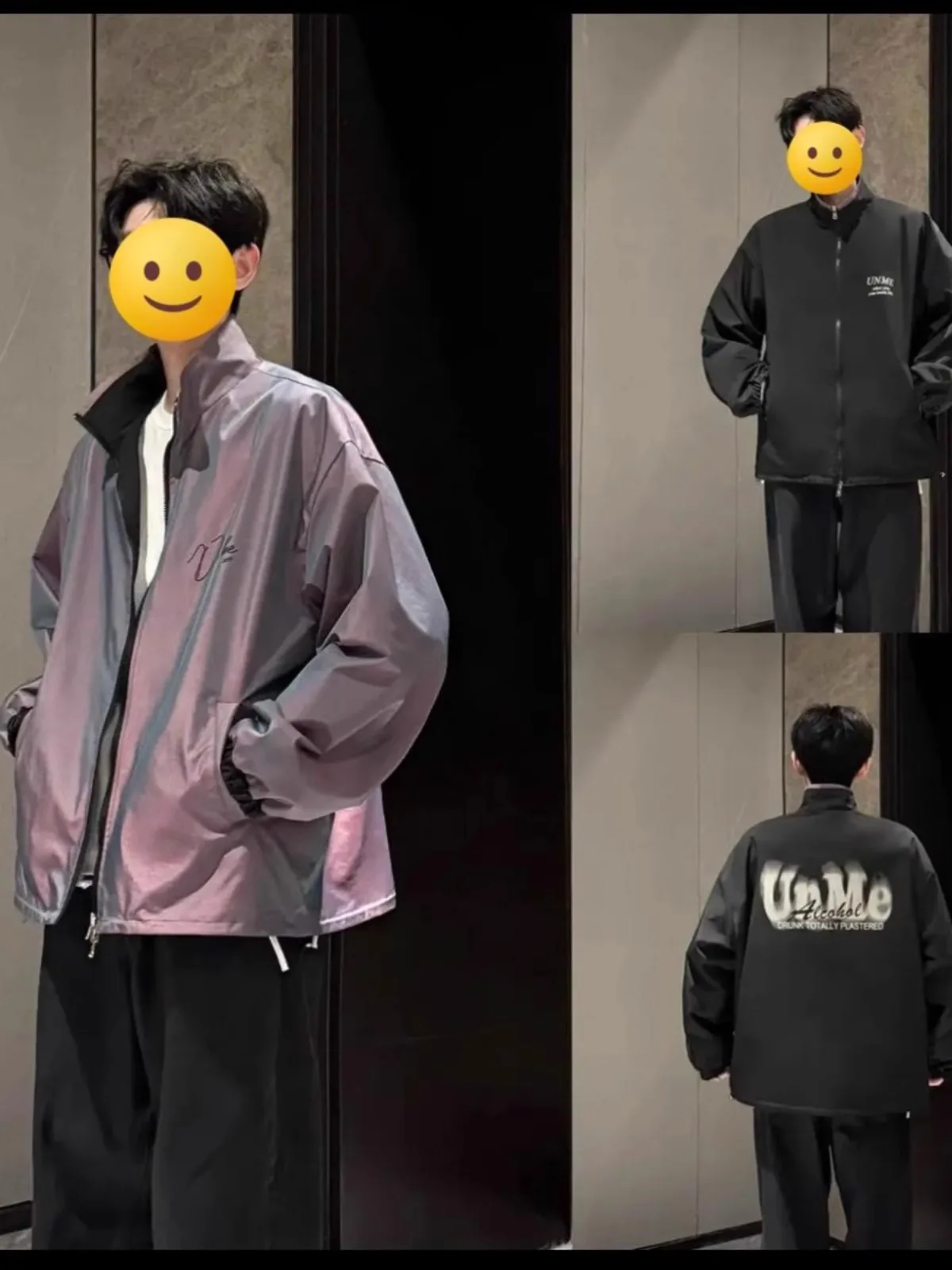 

Double-Sided Wear Print Loose Couple Jaet Spring Autumn Waterproof Stand Sle Polyester Fiber Inner Teenagers ...