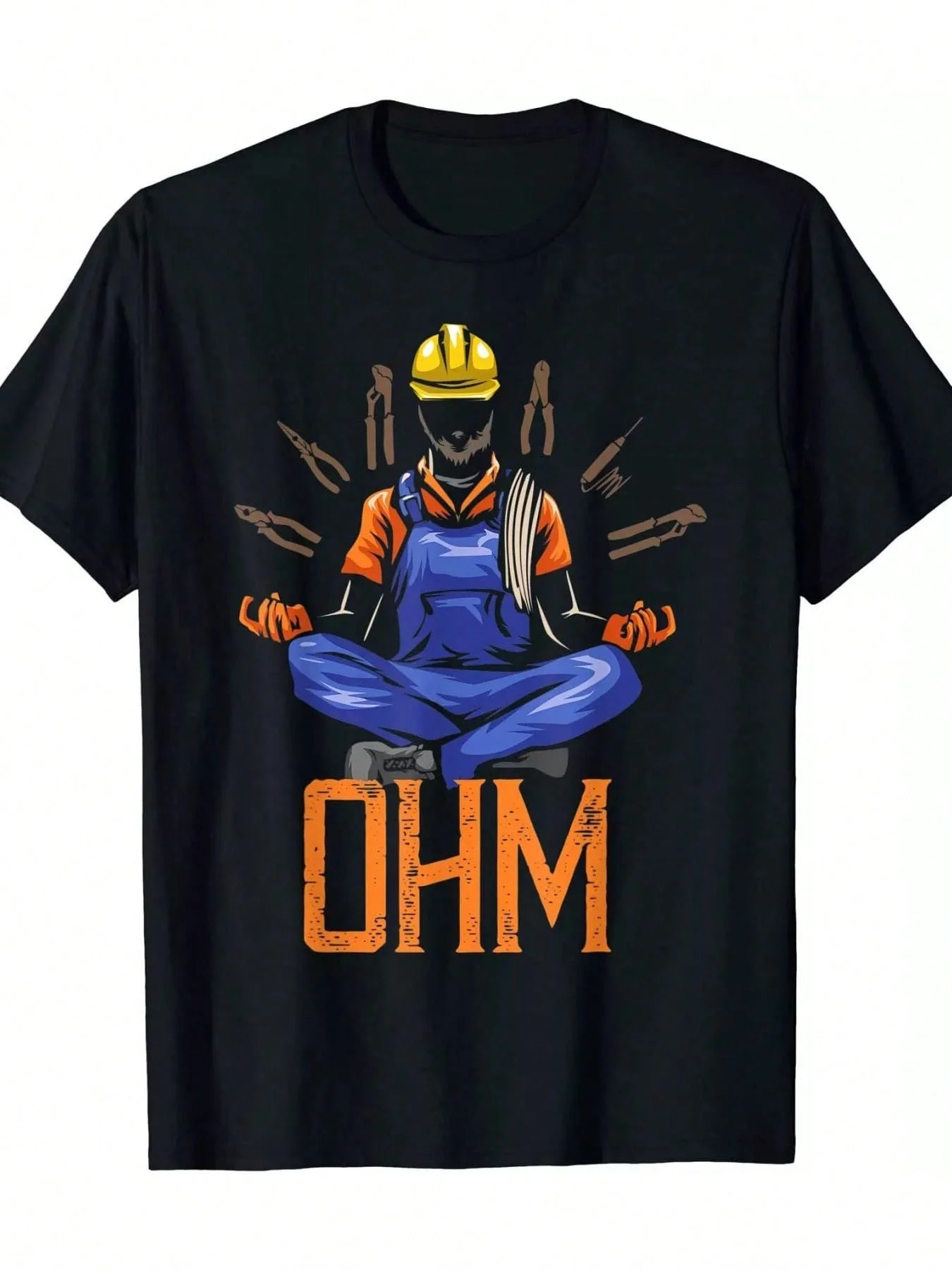 

Мужская футболка с рисунком медицинского электрика ограниченного выпуска — 100% хлопок, черная с оранжевым принтом «Ом», забавный и уникальный дизайн,