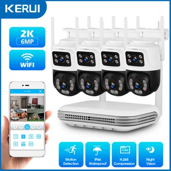 Kerui 6mp hd הגנת אבטחה אלחוטי אנטי וידאו מעקב אחר 8ch nvr ccctv עמיד למים ערכת מעקב עמיד למים