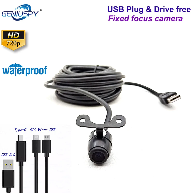 720P Hd Cmos 2.8Mm Groothoeklens Ip67 Uvc Waterpoof Usb Auto Achteruitrijcamera 5Meter/3Meter Lange Kabel