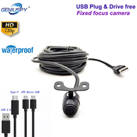 720P HD CMOS 2.8mm Wide Angle Lens IP67 UVC Waterpoof USB Car Reverse Camera 5meters/3meters Long cable