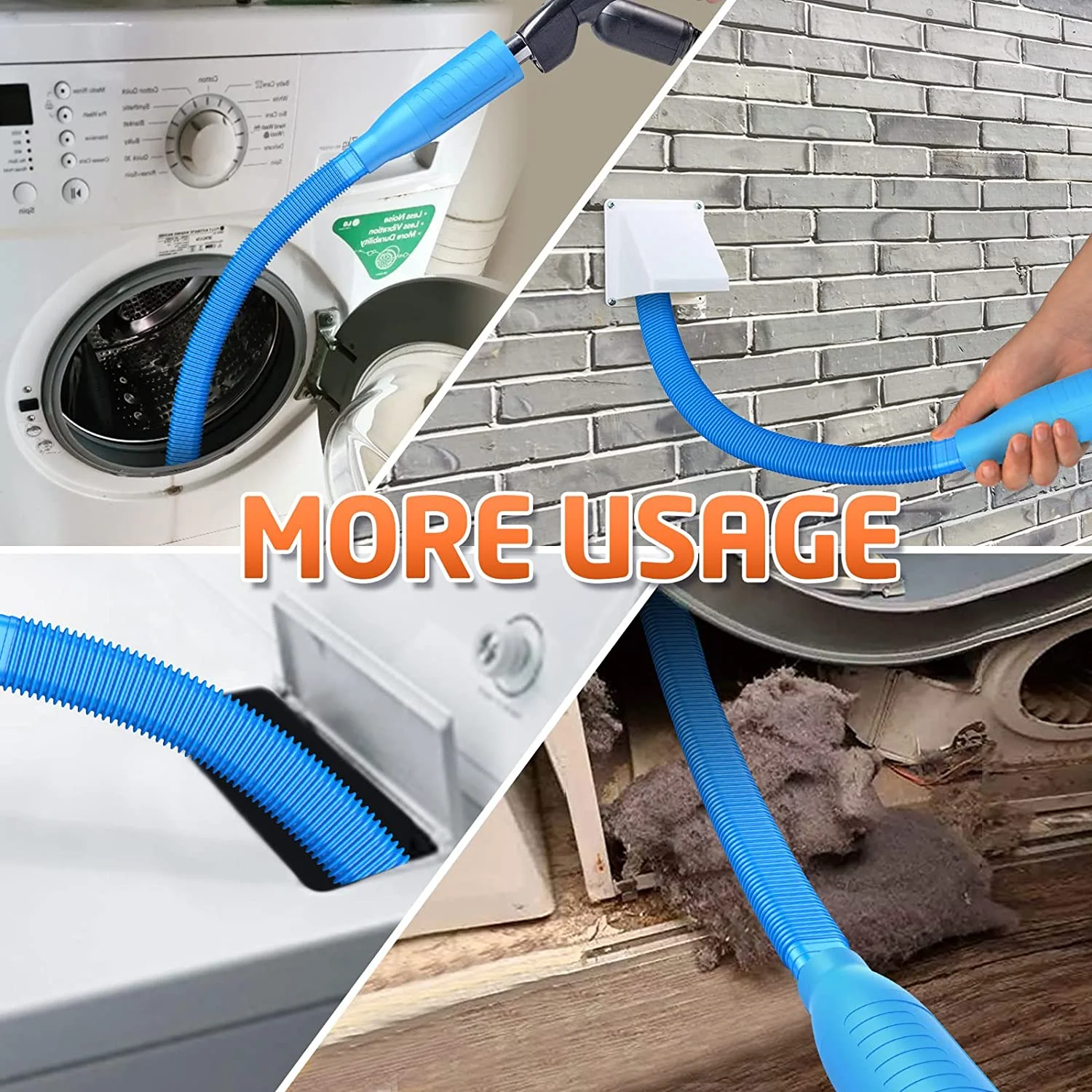 Upgraded Dryer Vent Cleaner Kit – Universal Vacuum Attachment With Flexible Hose & Brush For Lint Removal