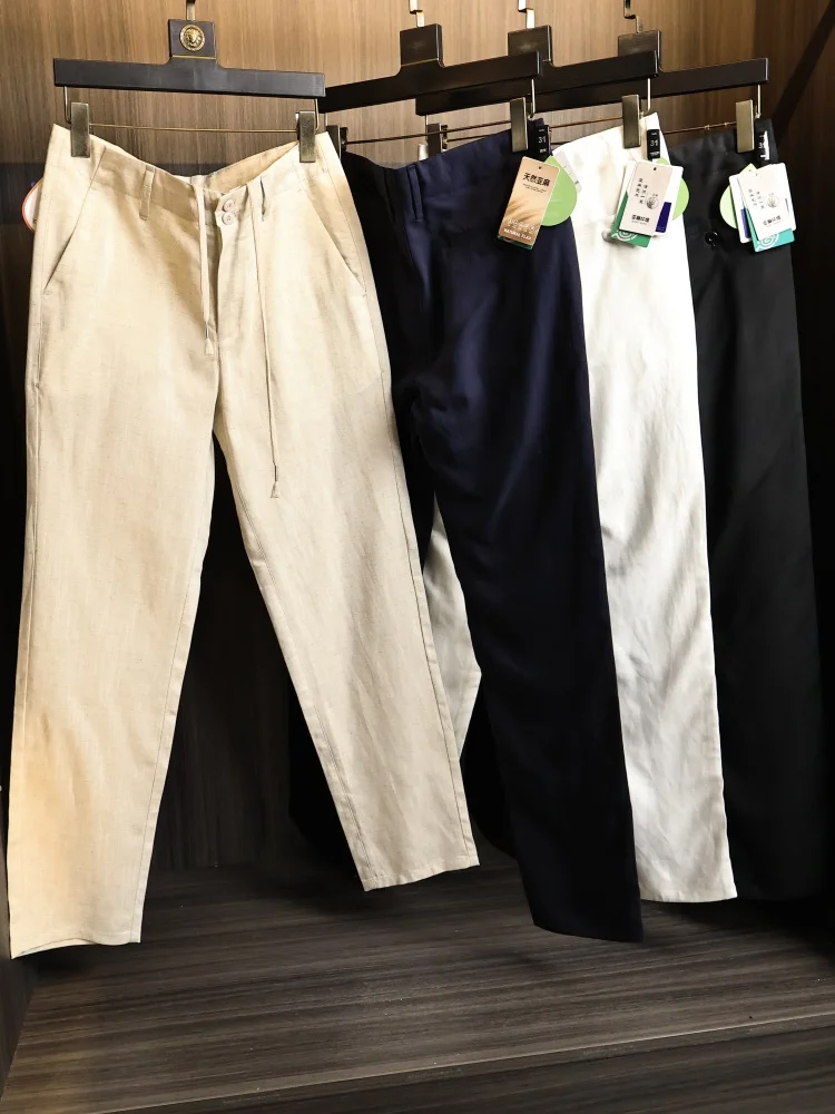 

Men's Casual Straight Leg Pants Spring Fashion Urban Style Comfortable Breathable Lenzing Mixed Thin Flexible Trousers