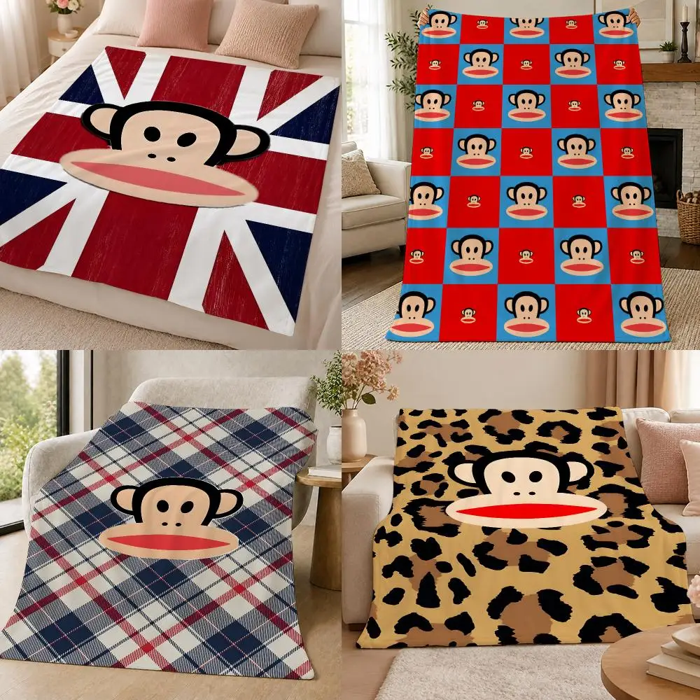 Brand P-Paul Frank American Cartoon Fashion Throw 320g Soft Flannel Fleece Throw Blanket Cover Sofa Bed Dorm Nap