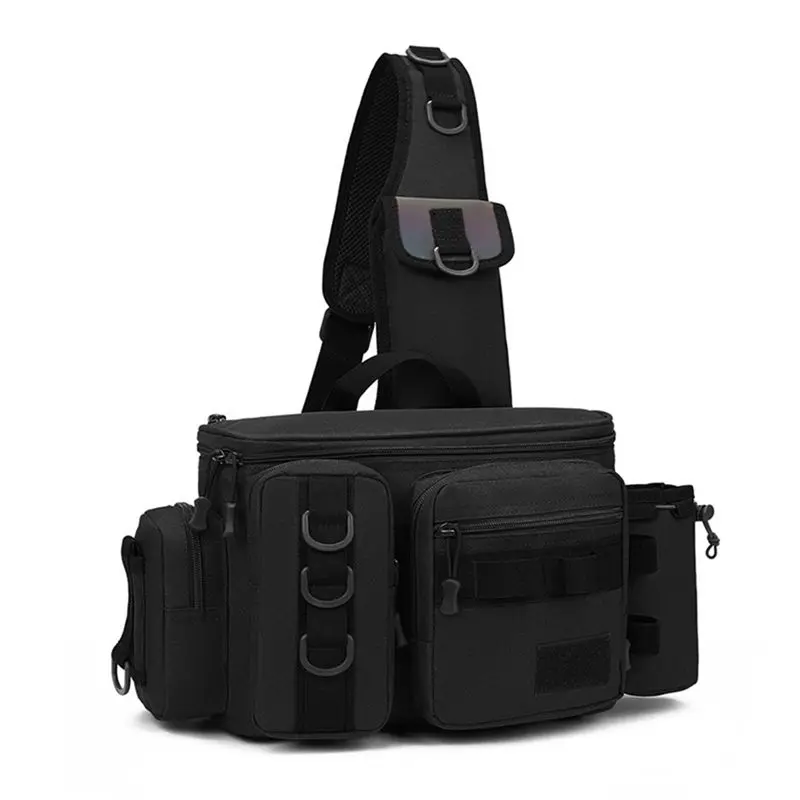 TEXU Fishing Tackle Backpack Lure Box Gear Storage Bag Fanny Pack Fly Fishing Backpack With Rod Holder Sling Shoulder Bag