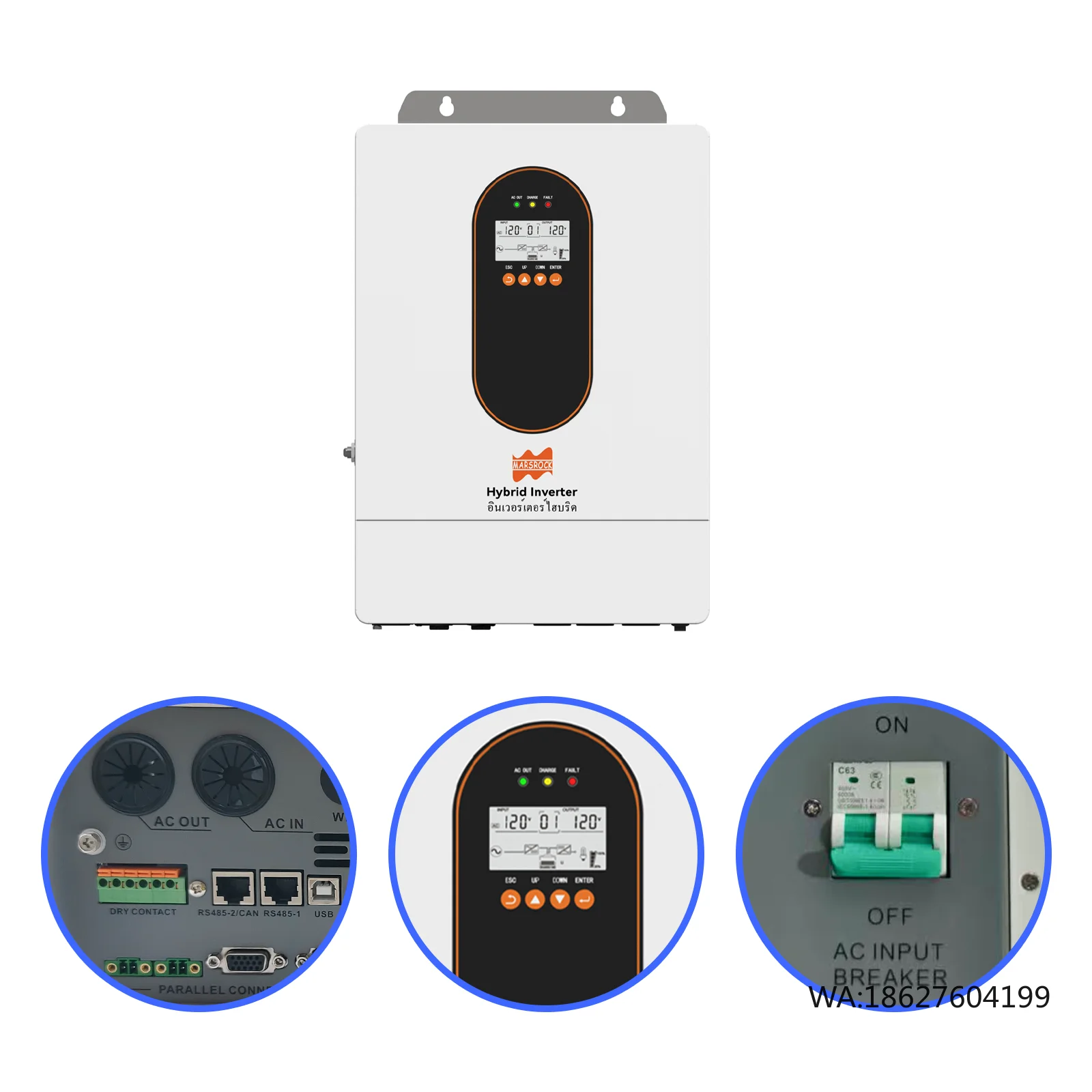 

Гибридный солнечный инвертор 230В 150А с двумя MPPT, USB/RS485/WiFi/GPRS, управлением по Dry Node, 12 кВт, автономный