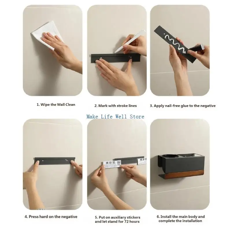  Rusts Resistant Toilet Brush Organiser With Wooden Handle for Small Bathrooms
