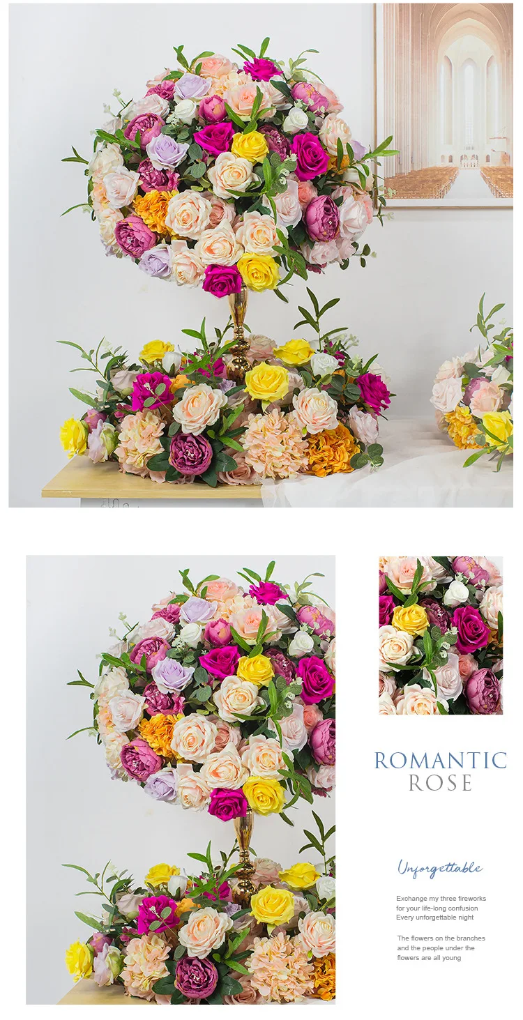 Künstliche Grünpflanzen, rosa Blumenkugel, Blumenreihe, Hochzeitsbogen, Bühnenhintergrund, Dekoration, Seidenblumenarrangement, Großhandel, Eventdekoration – Detail 7
